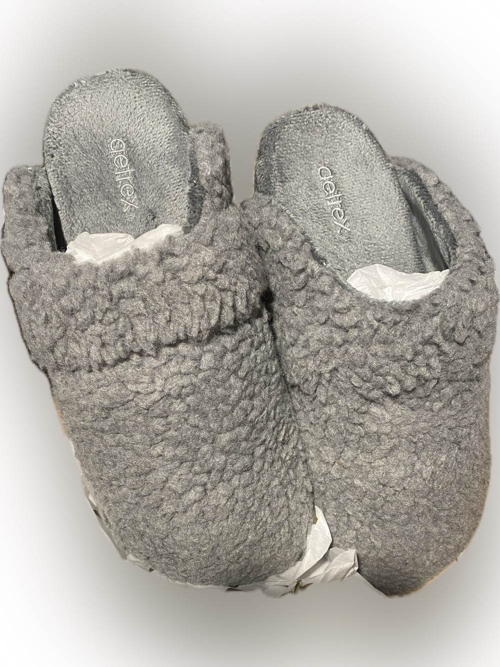 Aetrex Women's Charcoal Gray Cozy Sherpa Slip-On Slippers